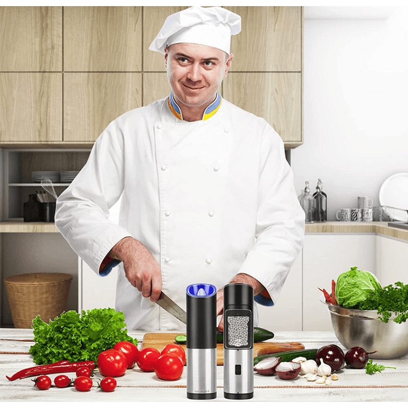 Casa si Gradina - Bucatarie si vesela - Ustensile bucatarie - Rasnite si dozatoare condimente - Rasnita electrica pentru condimente, din otel inoxidabil cu reglaj de consistenta, negru-argintiu - Infinity.ro