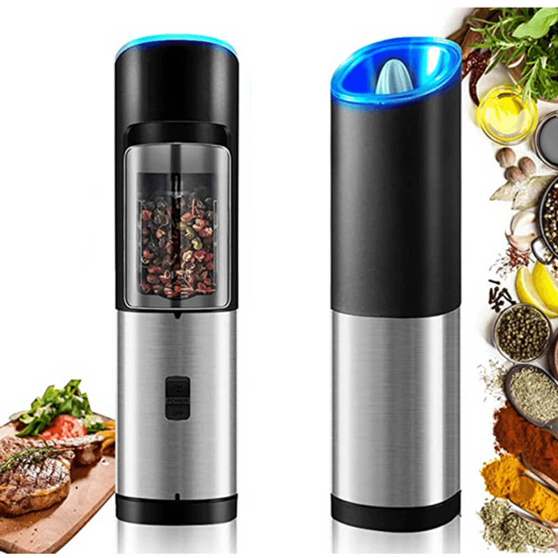 Casa si Gradina - Bucatarie si vesela - Ustensile bucatarie - Rasnite si dozatoare condimente - Rasnita electrica pentru condimente, din otel inoxidabil cu reglaj de consistenta, negru-argintiu - Infinity.ro