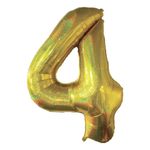 Casa si Gradina - Decoratiuni - Decoratiuni petrecere - Baloane - Balon petrecere, numar 4, aur holografic, 110cm, aluminiu - Infinity.ro
