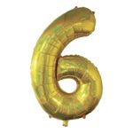 Casa si Gradina - Decoratiuni - Decoratiuni petrecere - Baloane - Balon petrecere, holografic, cifra 6, auriu, 110 cm, aluminiu - Infinity.ro