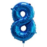 Casa si Gradina - Decoratiuni - Decoratiuni petrecere - Baloane - Balon petrecere folie, cifra 8, albastru metalizat, 61 cm - Infinity.ro