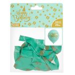 Casa si Gradina - Decoratiuni - Decoratiuni petrecere - Baloane - Baloane latex set 10 bucati, imprimeu happy birthday, verde menta-auriu, 23cm - Infinity.ro