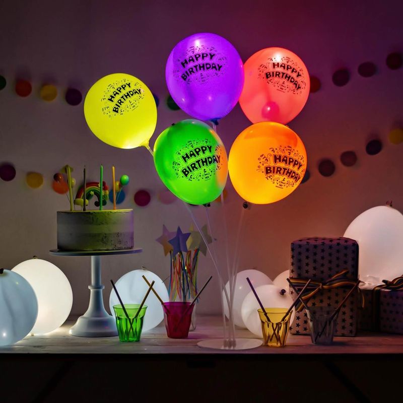 Casa si Gradina - Decoratiuni - Decoratiuni petrecere - Baloane - Baloane led giochi preziosi illooms, set 5 bucati, multicolor, diametru 38 cm, happy birthday - Infinity.ro