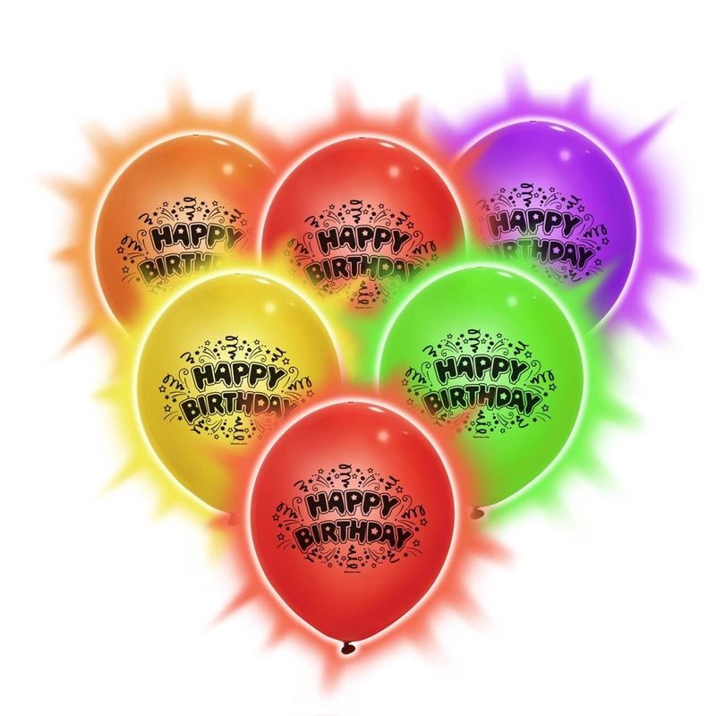 Casa si Gradina - Decoratiuni - Decoratiuni petrecere - Baloane - Baloane led giochi preziosi illooms, set 5 bucati, multicolor, diametru 38 cm, happy birthday - Infinity.ro