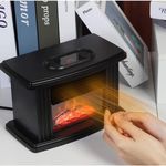 Electronice si Electrocasnice - Climatizare si sisteme de incalzire - Aparate incalzire aer - Aeroterme - Aeroterma Portabila cu Efect Semineu si Telecomanda, Putere 500-800W, 15-32°C, 15x12x22cm, Negru - Infinity.ro