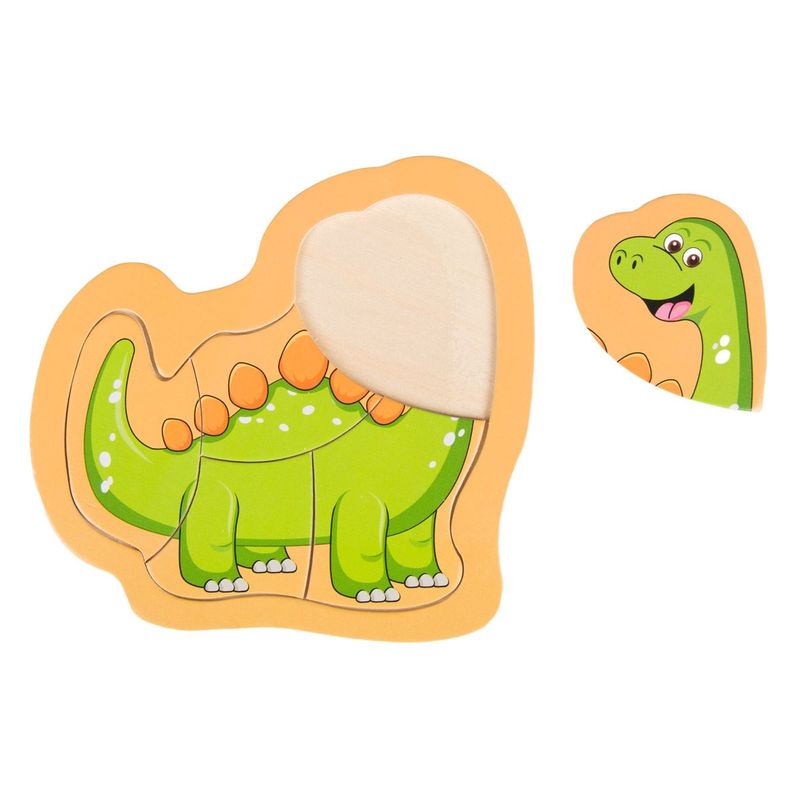 Jucarii, Copii si Bebe - Jucarii si jocuri - Jocuri si puzzle - Puzzle - Puzzle lemn, dinozaur, 5 piese, verde, 14.5 x 14 cm - Infinity.ro