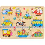 Jucarii, Copii si Bebe - Jucarii si jocuri - Jocuri si puzzle - Puzzle - Puzzle lemn educational, vehicule transport, multicolor, 30x 22cm, 10 piese - Infinity.ro