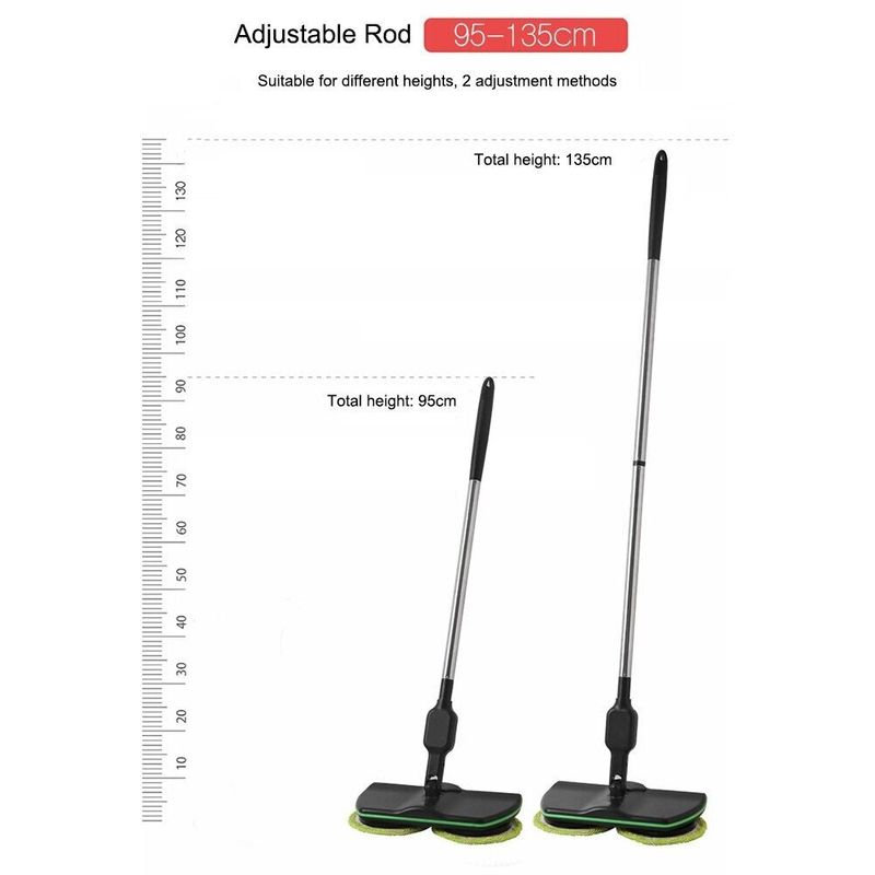 Market - Curatenie si intretinere casa - Produse menaj - Mopuri - Mop electric fara fir, cu 2 seturi de dischete din microfibra si maner telescopic 130cm, negru - Infinity.ro