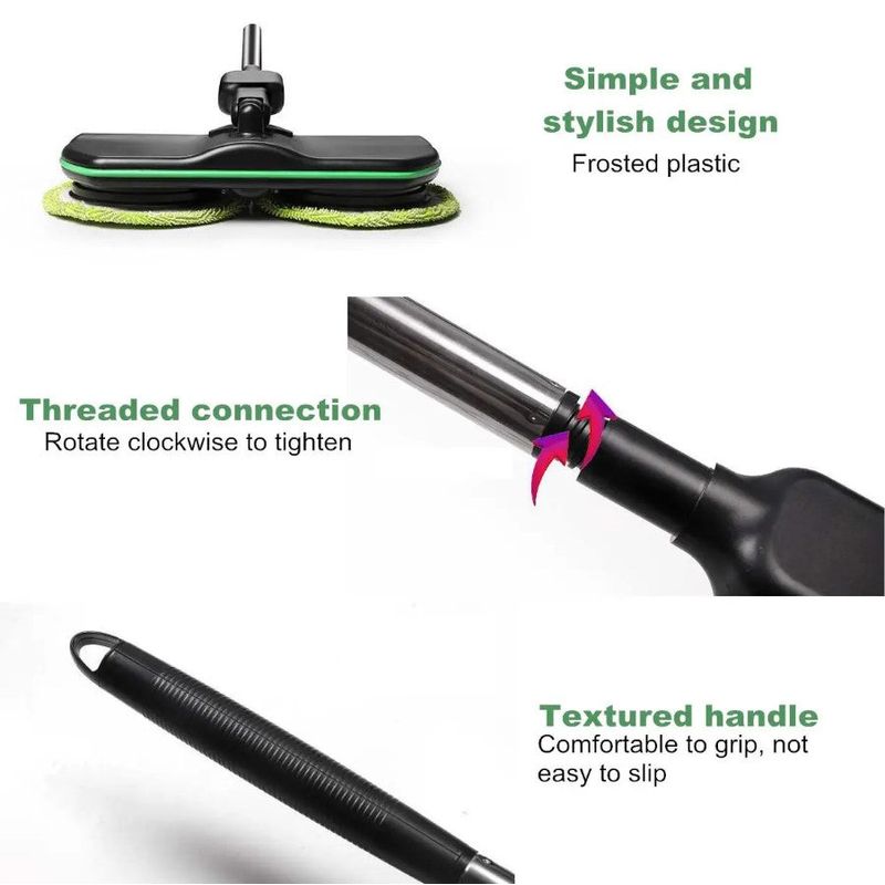 Market - Curatenie si intretinere casa - Produse menaj - Mopuri - Mop electric fara fir, cu 2 seturi de dischete din microfibra si maner telescopic 130cm, negru - Infinity.ro