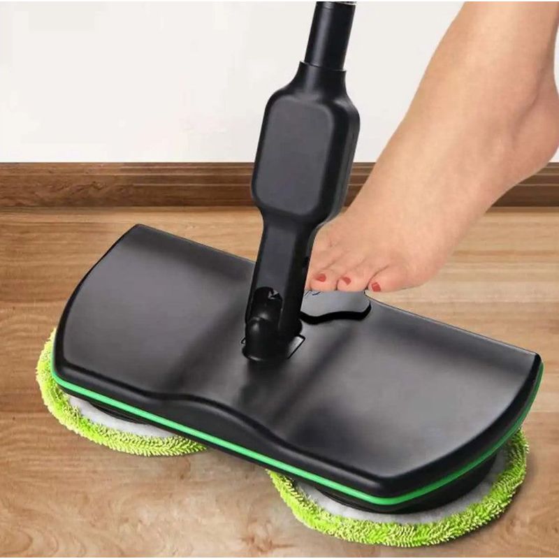 Market - Curatenie si intretinere casa - Produse menaj - Mopuri - Mop electric fara fir, cu 2 seturi de dischete din microfibra si maner telescopic 130cm, negru - Infinity.ro