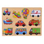 Jucarii, Copii si Bebe - Jucarii si jocuri - Jocuri si puzzle - Puzzle - Puzzle lemn educativ, vehicule, multicolor, 22.5 x 30cm, 10 piese - Infinity.ro