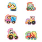Jucarii, Copii si Bebe - Jucarii si jocuri - Jocuri si puzzle - Puzzle - Puzzle bebelusi, model vehicule cu animale, set 6 bucati, multicolor, piese mari - Infinity.ro