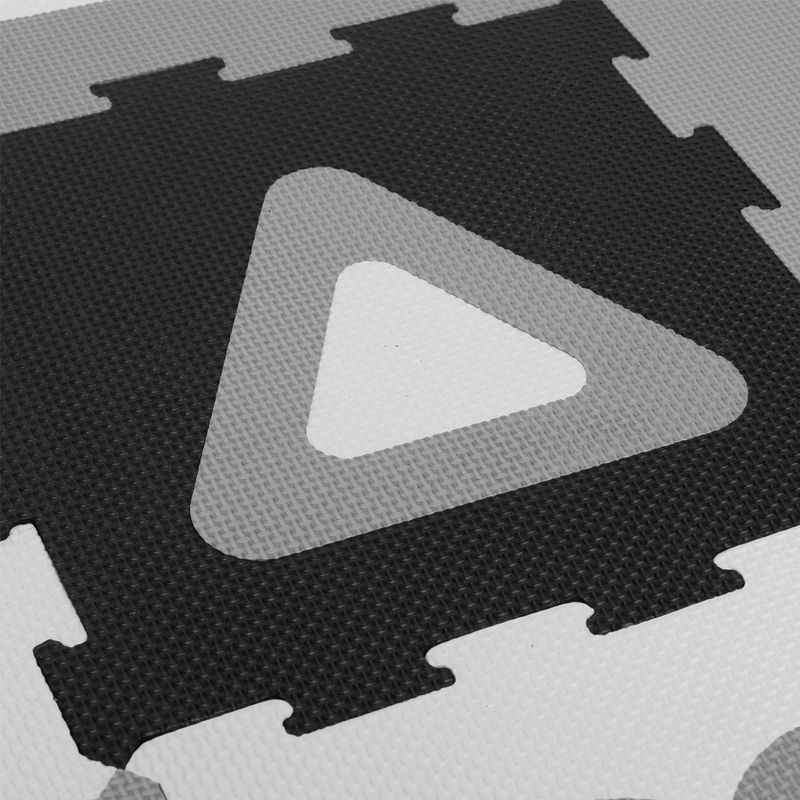 Jucarii, Copii si Bebe - Jucarii si jocuri - Jocuri si puzzle - Puzzle - Puzzle de podea, model geometric, set 9 piese, material spuma, culoare alb negru, dimensiune 32 x 32cm - Infinity.ro