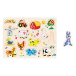 Jucarii, Copii si Bebe - Jucarii si jocuri - Jocuri si puzzle - Puzzle - Puzzle lemn animale ferma, 14 piese, dimensiuni 40x 30 cm, multicolor - Infinity.ro