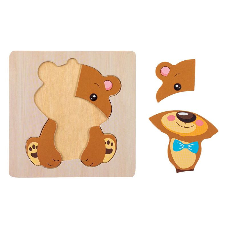 Jucarii, Copii si Bebe - Jucarii si jocuri - Jocuri si puzzle - Puzzle - Puzzle din lemn, ursulet, 5 piese, dimensiuni 15 x 15 cm, multicolor - Infinity.ro