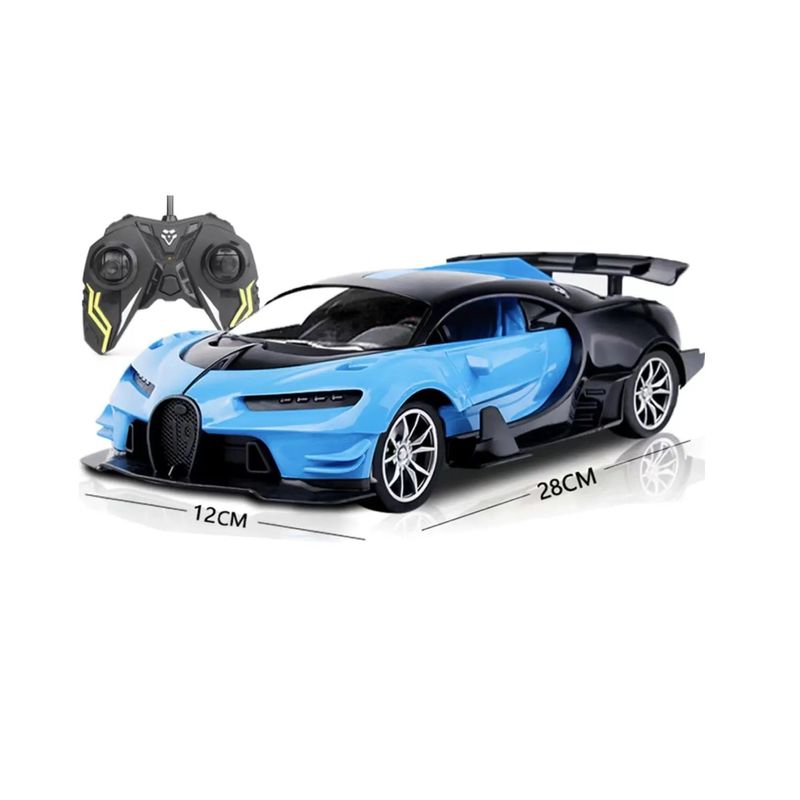 Jucarii, Copii si Bebe - Jucarii si jocuri - Vehicule si jucarii cu telecomanda - Masinute - Masina cu Telecomanda pentru Copii 3ani+, Scara 1:16, Iluminare LED, 23cm Lungime, Albastru/Negru - Infinity.ro