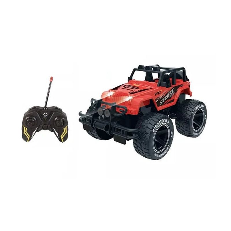 Jucarii, Copii si Bebe - Jucarii si jocuri - Vehicule si jucarii cu telecomanda - Masinute - Masina de Teren cu Telecomanda, pentru copii de 4 ani+, cu Lumini, 20x11x13cm, Rosu cu Negru - Infinity.ro