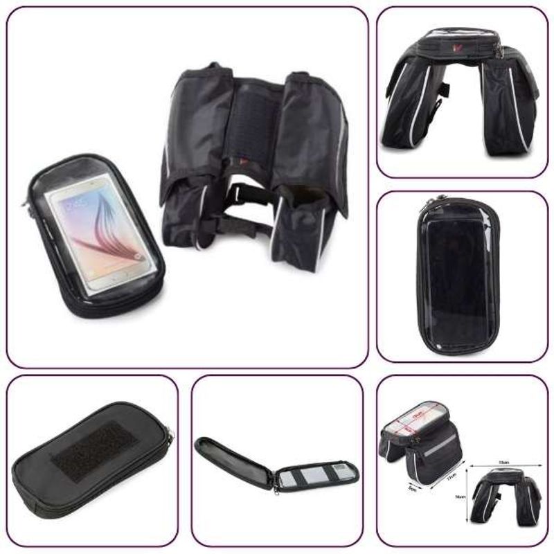 Sport si Outdoor - Ciclism - Accesorii pentru biciclete - Suporturi accesorii biciclete - Set 8 in 1 Pentru Biciclete, 1 Geanta cu 3 Compartimente, 1 Suport Flexibil pentru Telefon, 5 lumini Ambientale pentru Spite si - Infinity.ro