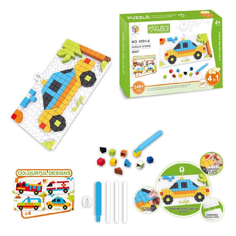 Jucarii, Copii si Bebe - Jucarii si jocuri - Jocuri si puzzle - Puzzle - Joc Educativ Puzzle Mozaic cu Masini, 248 Piese, pentru Copii de + 4 ani, Multicolor - Infinity.ro