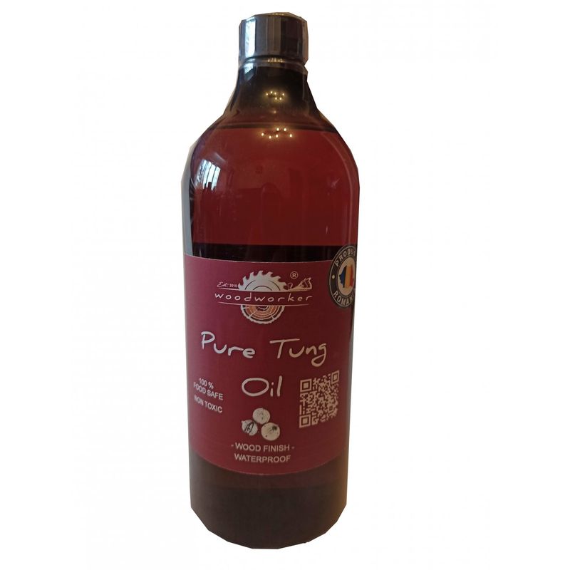 Casa si Gradina - Constructii - Materiale constructii - Solutii tratare suprafete - Kit intretinere mobilier lemn masiv, Prep’N Shine-Pure Tung Oil &Hand Pad’s Medium Abrasive Verde,  1000 ml - Infinity.ro