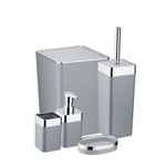 Casa si Gradina - Sanitare - Suporturi si accesorii baie - Accesorii baie - Set accesorii baie, 5 piese, dozator sapun, suport sapun si periuta dinti, perie WC, gri - Infinity.ro