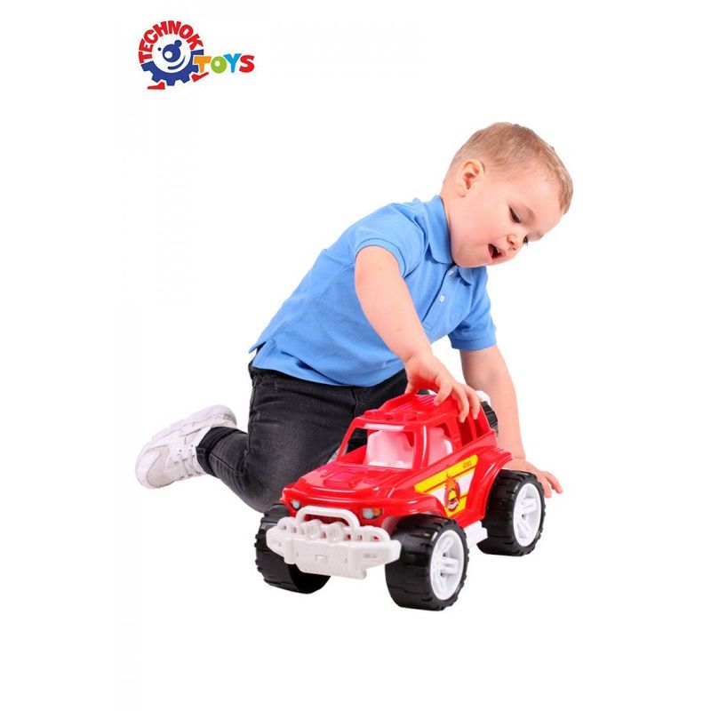 Jucarii, Copii si Bebe - Jucarii si jocuri - Jucarii de exterior - Masinute si vehicule pentru copii - Masinuta de jucarie pentru copii de 3 ani+, de pompieri SUV 4x4 cu roata de rezerva, Rosie - Infinity.ro