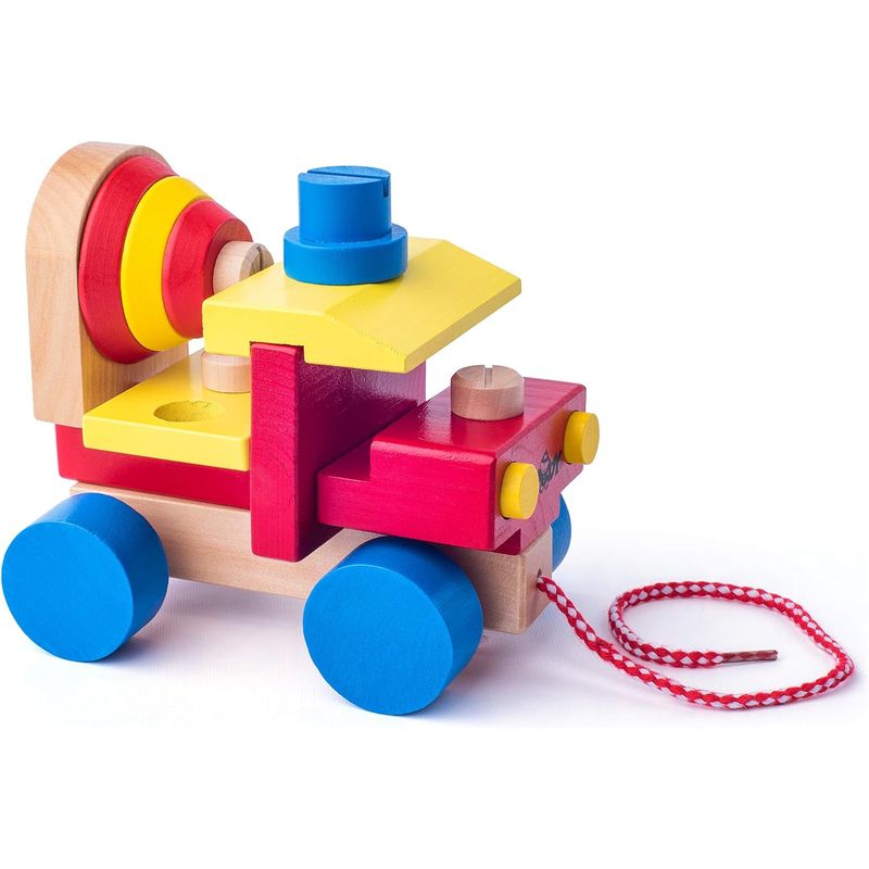 Jucarii, Copii si Bebe - Jucarii si jocuri - Jucarii de exterior - Masinute si vehicule pentru copii - Masinuta de jucarie pentru copii de 3 ani+, betoniera de asamblat, din lemn, cu 18 piese, multicolora - Infinity.ro