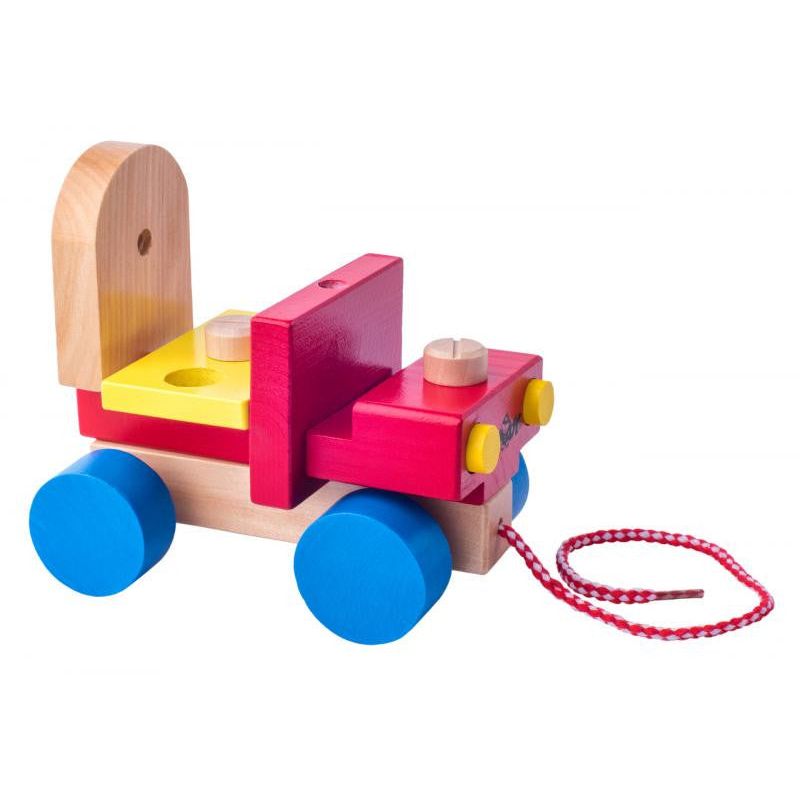 Jucarii, Copii si Bebe - Jucarii si jocuri - Jucarii de exterior - Masinute si vehicule pentru copii - Masinuta de jucarie pentru copii de 3 ani+, betoniera de asamblat, din lemn, cu 18 piese, multicolora - Infinity.ro