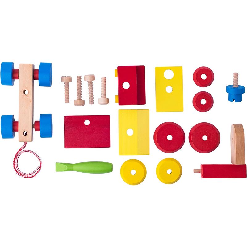 Jucarii, Copii si Bebe - Jucarii si jocuri - Jucarii de exterior - Masinute si vehicule pentru copii - Masinuta de jucarie pentru copii de 3 ani+, betoniera de asamblat, din lemn, cu 18 piese, multicolora - Infinity.ro