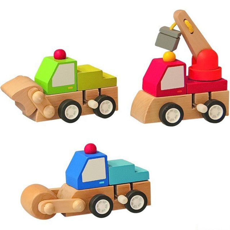 Jucarii, Copii si Bebe - Jucarii si jocuri - Jucarii de exterior - Masinute si vehicule pentru copii - Masinuta utilaj de constructie cilindru compactor din lemn, pentru copii de peste 3 ani - Infinity.ro