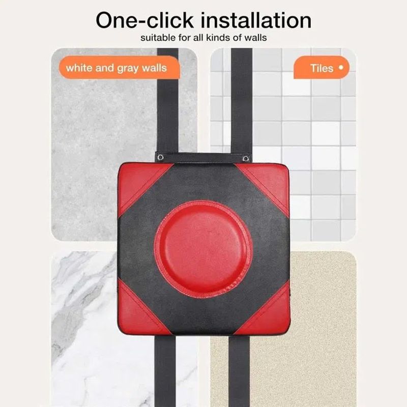 Jucarii, Copii si Bebe - Jucarii si jocuri - Jucarii & jocuri educative - Jocuri si jucarii educative - Perna Box cu Montaj pe Perete si Manusi de Box, pentru copii 5 ani+ si Adulti, 37x37x10cm, Rosu-Negru - Infinity.ro