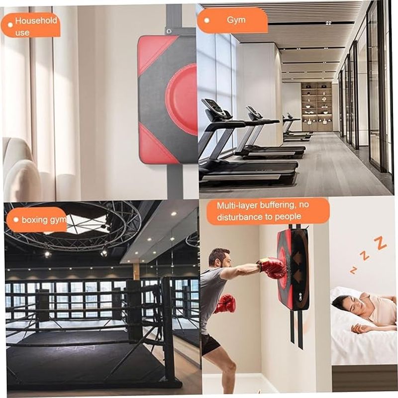 Jucarii, Copii si Bebe - Jucarii si jocuri - Jucarii & jocuri educative - Jocuri si jucarii educative - Perna Box cu Montaj pe Perete si Manusi de Box, pentru copii 5 ani+ si Adulti, 37x37x10cm, Rosu-Negru - Infinity.ro