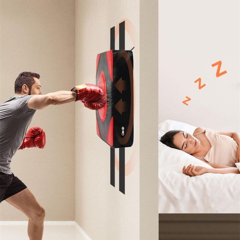 Jucarii, Copii si Bebe - Jucarii si jocuri - Jucarii & jocuri educative - Jocuri si jucarii educative - Perna Box cu Montaj pe Perete si Manusi de Box, pentru copii 5 ani+ si Adulti, 37x37x10cm, Rosu-Negru - Infinity.ro