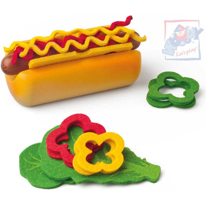 Jucarii, Copii si Bebe - Jucarii si jocuri - Jucarii & jocuri educative - Jocuri si jucarii educative - Joc de preparat Hotdog din lemn cu accesorii incluse - Infinity.ro