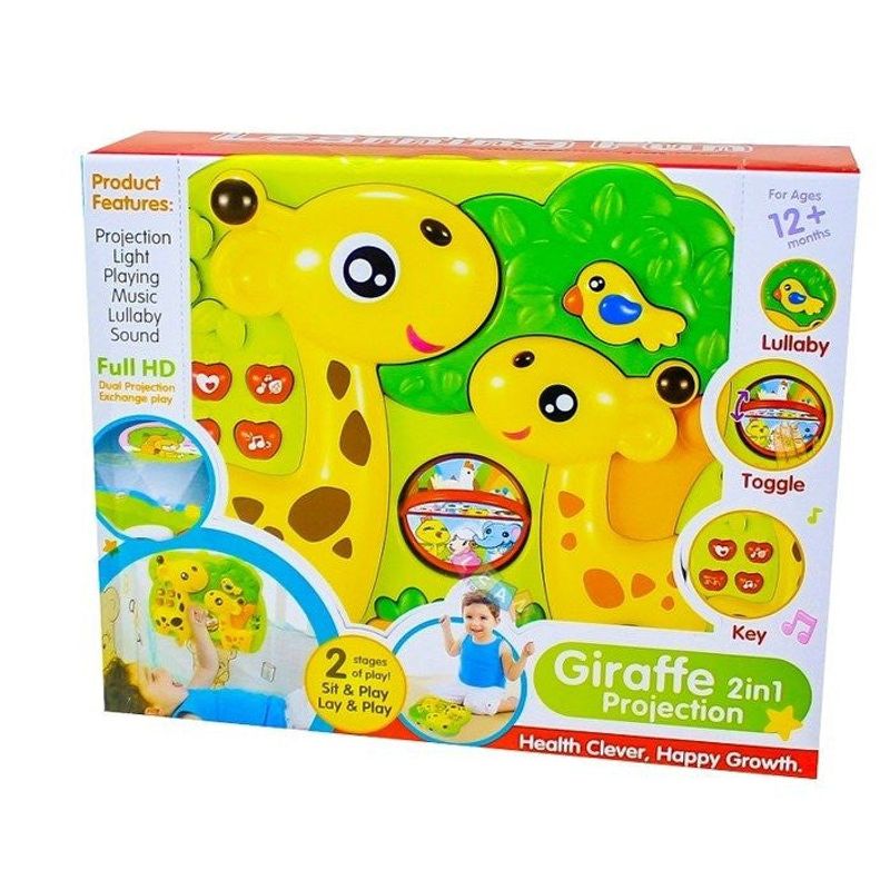 Jucarii, Copii si Bebe - Jucarii si jocuri - Jucarii & jocuri educative - Jocuri si jucarii educative - Jucarie cu efecte sonore si proiector pentru bebe, in forma de girafa - Infinity.ro