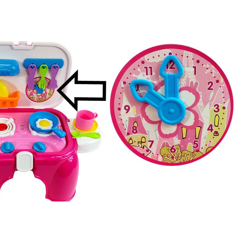 Jucarii, Copii si Bebe - Jucarii si jocuri - Jucarii de rol - Bucatarii copii - Bucatarie de jucarie, portabila, cu accesorii, roz - Infinity.ro