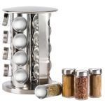 Casa si Gradina - Bucatarie si vesela - Ustensile bucatarie - Rasnite si dozatoare condimente - Set 16 Recipiente din Sticla pentru Condimente si Suport/Organizator Rotativ din Inox - Infinity.ro