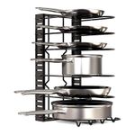 Casa si Gradina - Bucatarie si vesela - Organizare si depozitare bucatarie - Suporturi tacamuri si vase - Suport organizator metalic reglabil pentru oale si tigai cu 8 rafturi - Infinity.ro