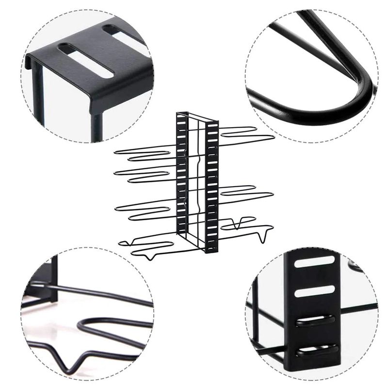 Casa si Gradina - Bucatarie si vesela - Organizare si depozitare bucatarie - Suporturi tacamuri si vase - Suport organizator metalic reglabil pentru oale si tigai cu 8 rafturi - Infinity.ro