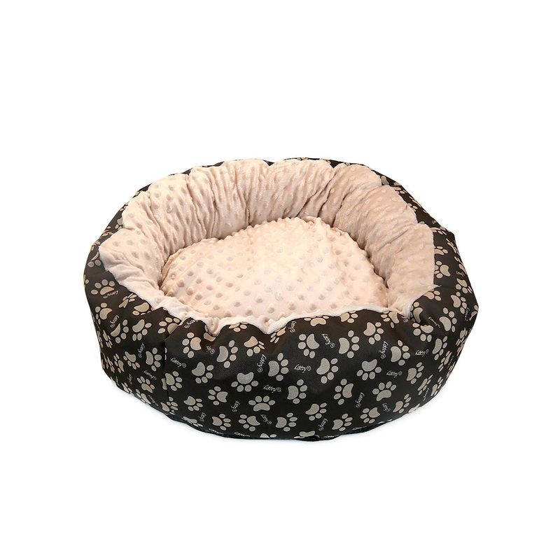 Petshop - Accesorii petshop - Culcusuri si custi - Culcusuri si saltele - Culcus moale cu perna, pentru caine/pisica, Model Minky, culoare crem-maro, impermeabil, baza antiderapanta, 50 cm - Infinity.ro