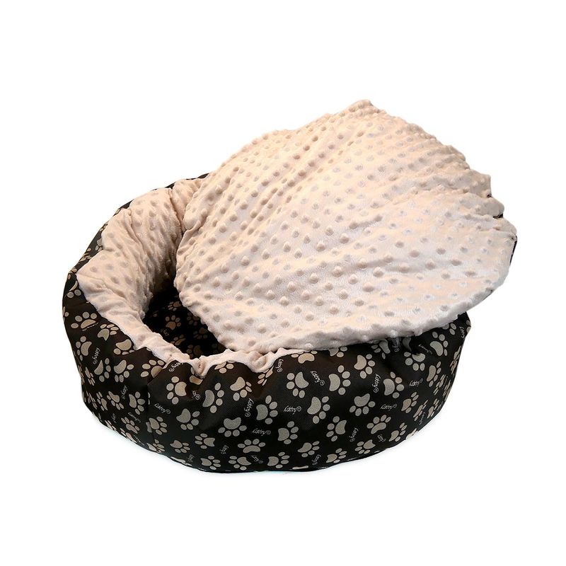 Petshop - Accesorii petshop - Culcusuri si custi - Culcusuri si saltele - Culcus moale cu perna, pentru caine/pisica, Model Minky, culoare crem-maro, impermeabil, baza antiderapanta, 50 cm - Infinity.ro