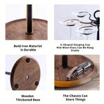 Casa si Gradina - Bucatarie si vesela - Accesorii bar - Suporturi bauturi - Suport pentru 6 Pahare de Vin, din Metal cu Baza din Lemn, 35cm Inaltime, Negru cu Maro - Infinity.ro