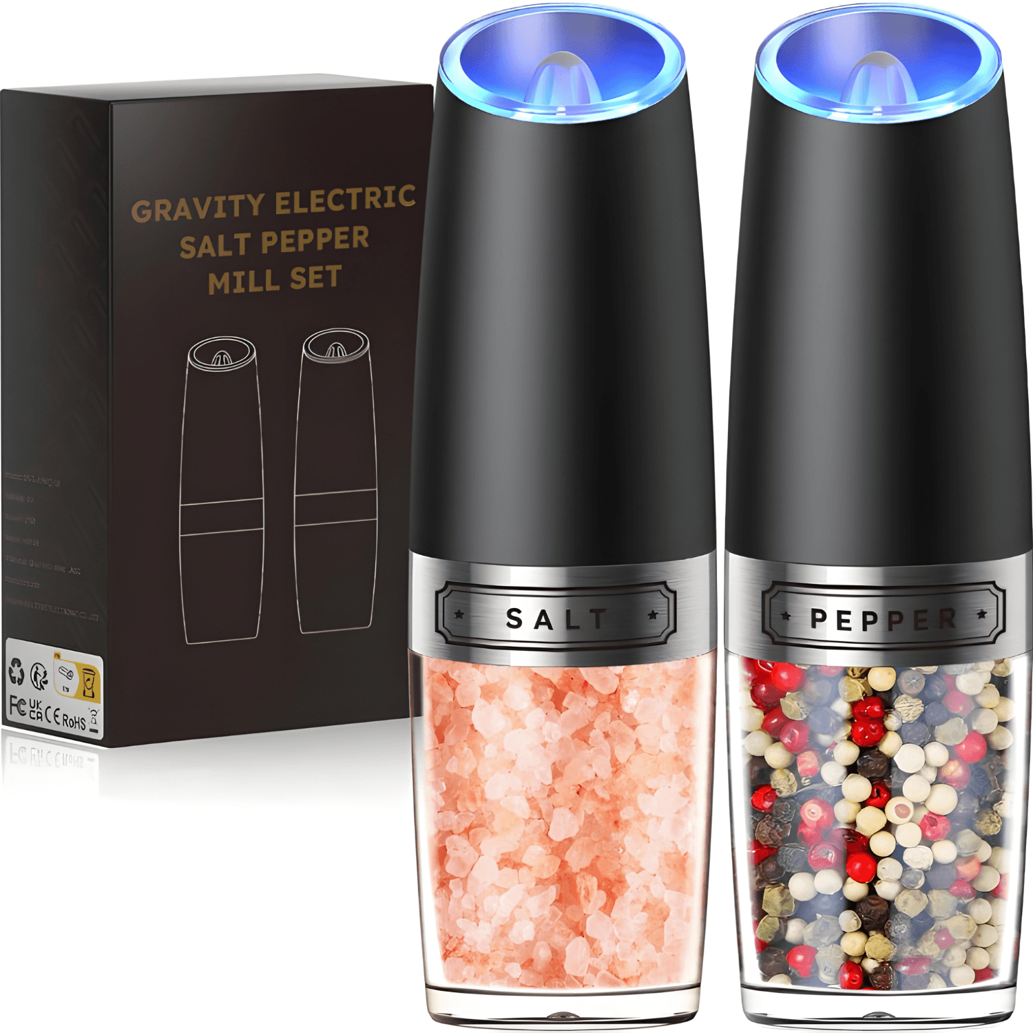 Rasnita electrica,Automata cu lumina LED,Pe baza de baterii(neincluse),Operare cu o singura mana,Culoare negru(set de 2)
