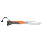 Sport si Outdoor - Camping - Cutite, bricege si accesorii - Cutite si bricege - Cutit de buzunar cu fluier N°08, inox, 8,5 cm, "Outdoor", Soft Orange - Opinel - Infinity.ro