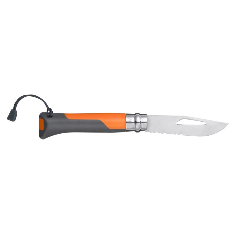 Sport si Outdoor - Camping - Cutite, bricege si accesorii - Cutite si bricege - Cutit de buzunar cu fluier N°08, inox, 8,5 cm, "Outdoor", Soft Orange - Opinel - Infinity.ro