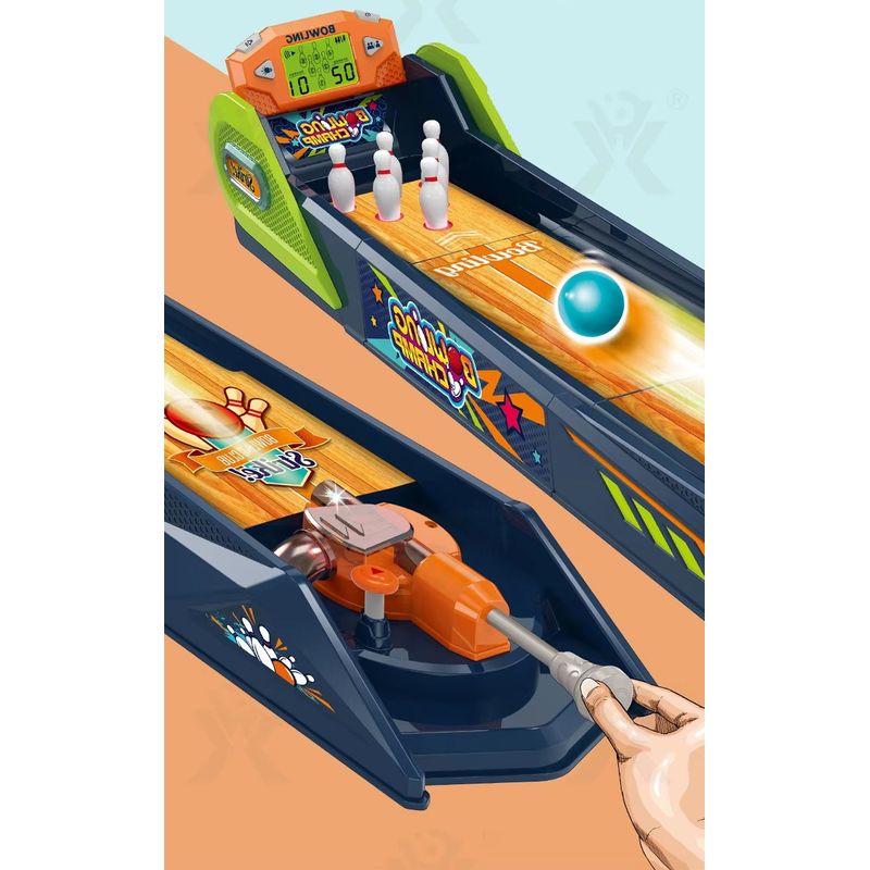 Sport si Outdoor - Alte sporturi - Mese fusball - Pista de Bowling Lansator de Bile, pentru Copii 3 ani+, 6 Popice, 6 Bile, 85cm Lungime, Multicolor - Infinity.ro