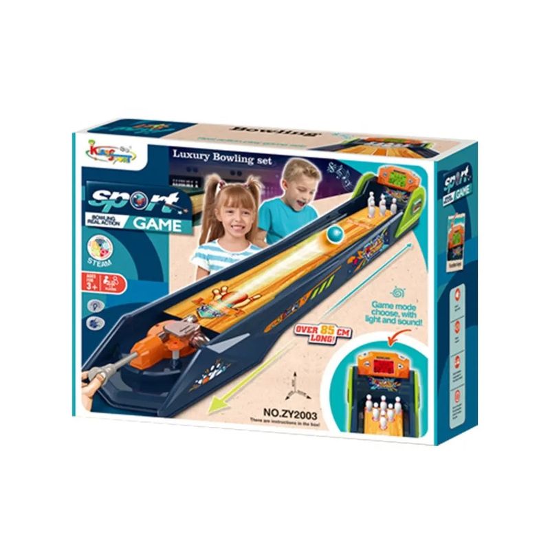 Sport si Outdoor - Alte sporturi - Mese fusball - Pista de Bowling Lansator de Bile, pentru Copii 3 ani+, 6 Popice, 6 Bile, 85cm Lungime, Multicolor - Infinity.ro