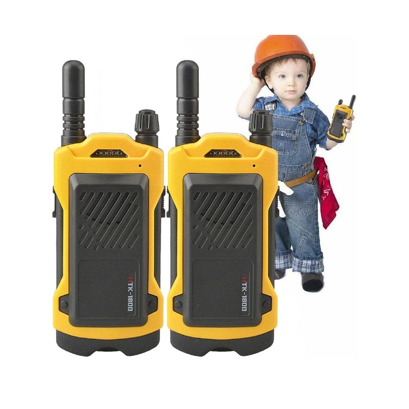 Jucarii, Copii si Bebe - Jucarii si jocuri - Jucarii & jocuri educative - Jucarii interactive - Set 2 Walkie-Talkie pentru Copii, Raza 200m, 14.5x5.5cm, Negru/Galben - Infinity.ro