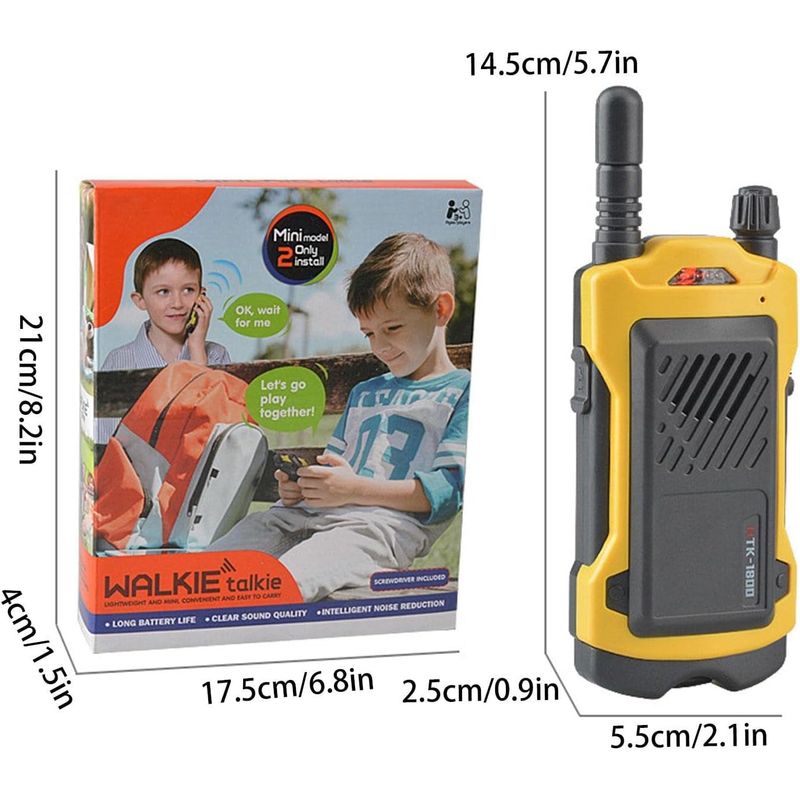 Jucarii, Copii si Bebe - Jucarii si jocuri - Jucarii & jocuri educative - Jucarii interactive - Set 2 Walkie-Talkie pentru Copii, Raza 200m, 14.5x5.5cm, Negru/Galben - Infinity.ro