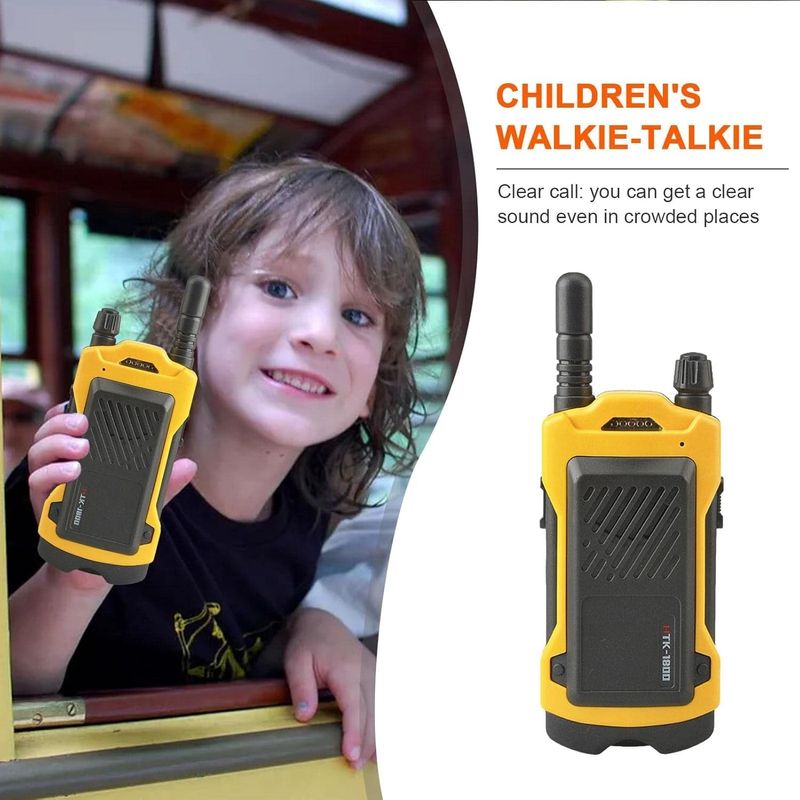 Jucarii, Copii si Bebe - Jucarii si jocuri - Jucarii & jocuri educative - Jucarii interactive - Set 2 Walkie-Talkie pentru Copii, Raza 200m, 14.5x5.5cm, Negru/Galben - Infinity.ro